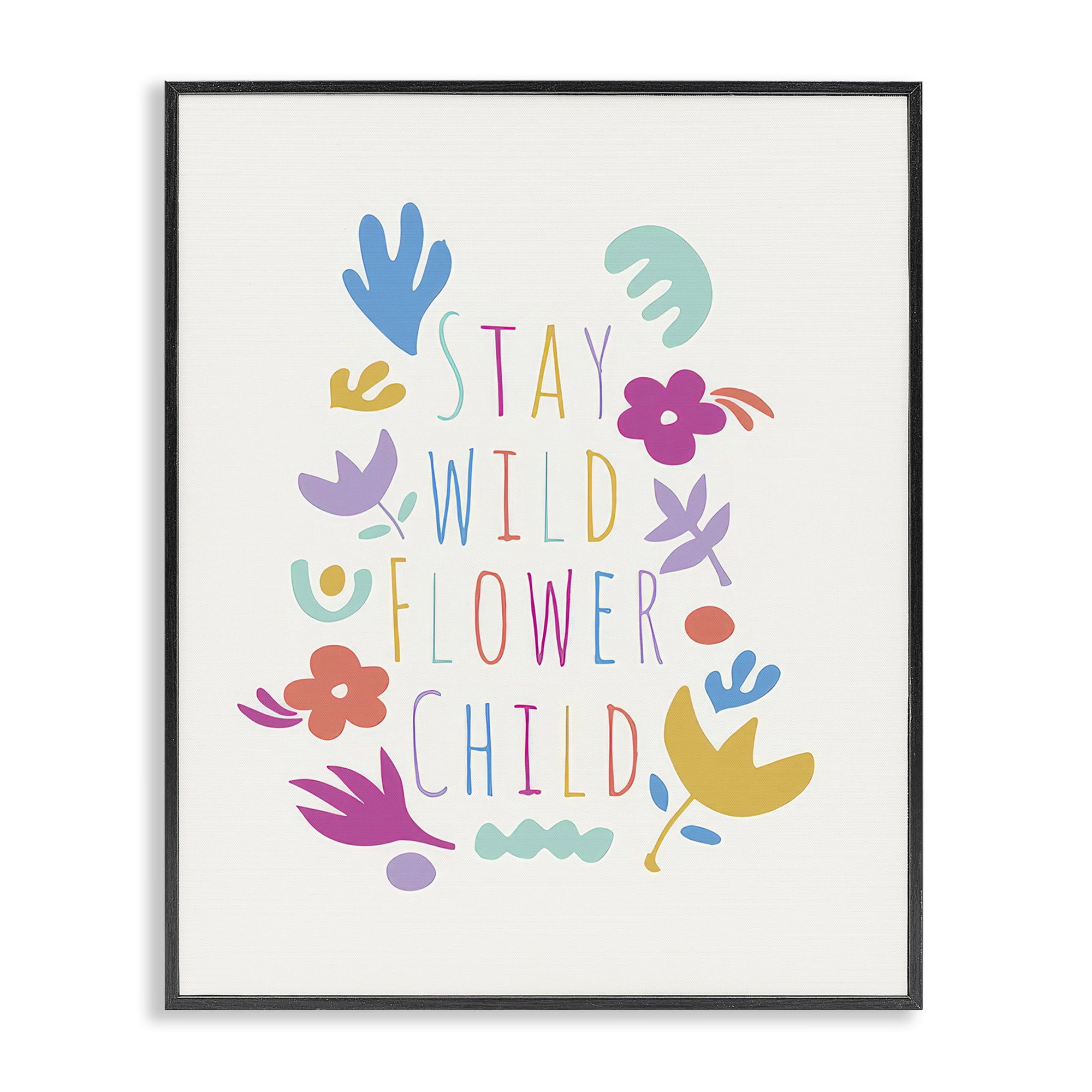 Stupell Industries Stay Wild Flower Child Plants & Flowers Painting Black Framed Art Print Wall Art, 11 x 14