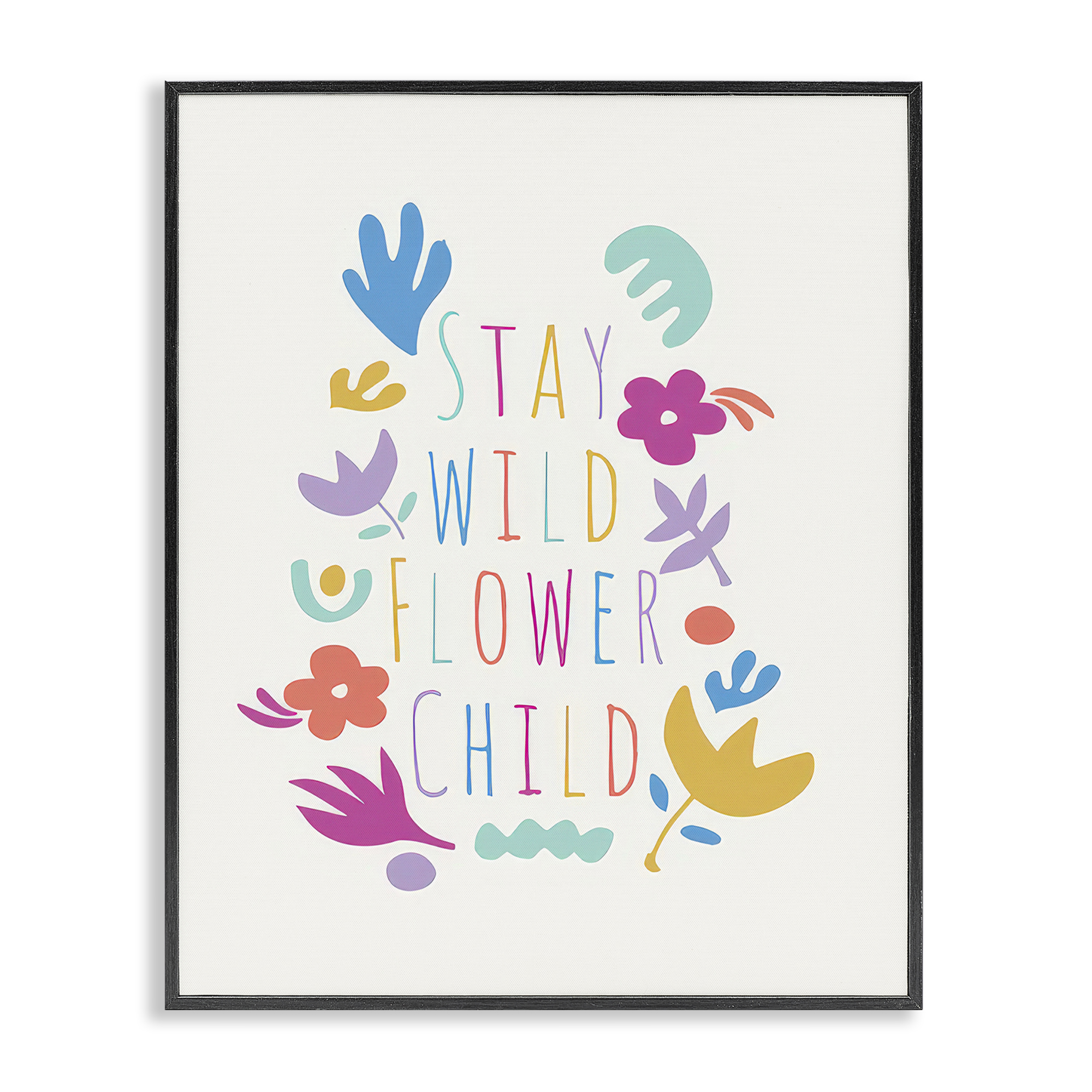 Stupell Industries Stay Wild Flower Child Plants & Flowers Painting Black Framed Art Print Wall Art, 16 x 20