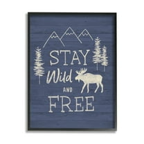 Stupell Industries Stay Wild & Free Moose Mountain Scene Rustic Wildlife Graphic Art Black Framed Art Print Wall Art, Design by Nina Seven