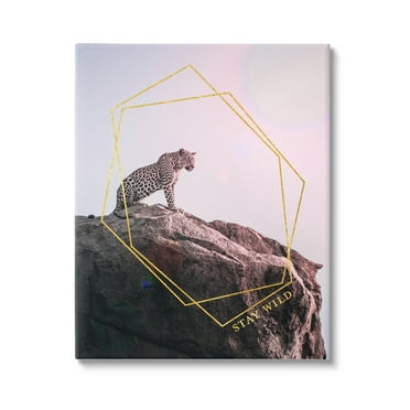 Stupell Industries Stay Wild Glam Leopard Graphic Art Gallery Wrapped Canvas Print Wall Art, Design by K. Kaufman