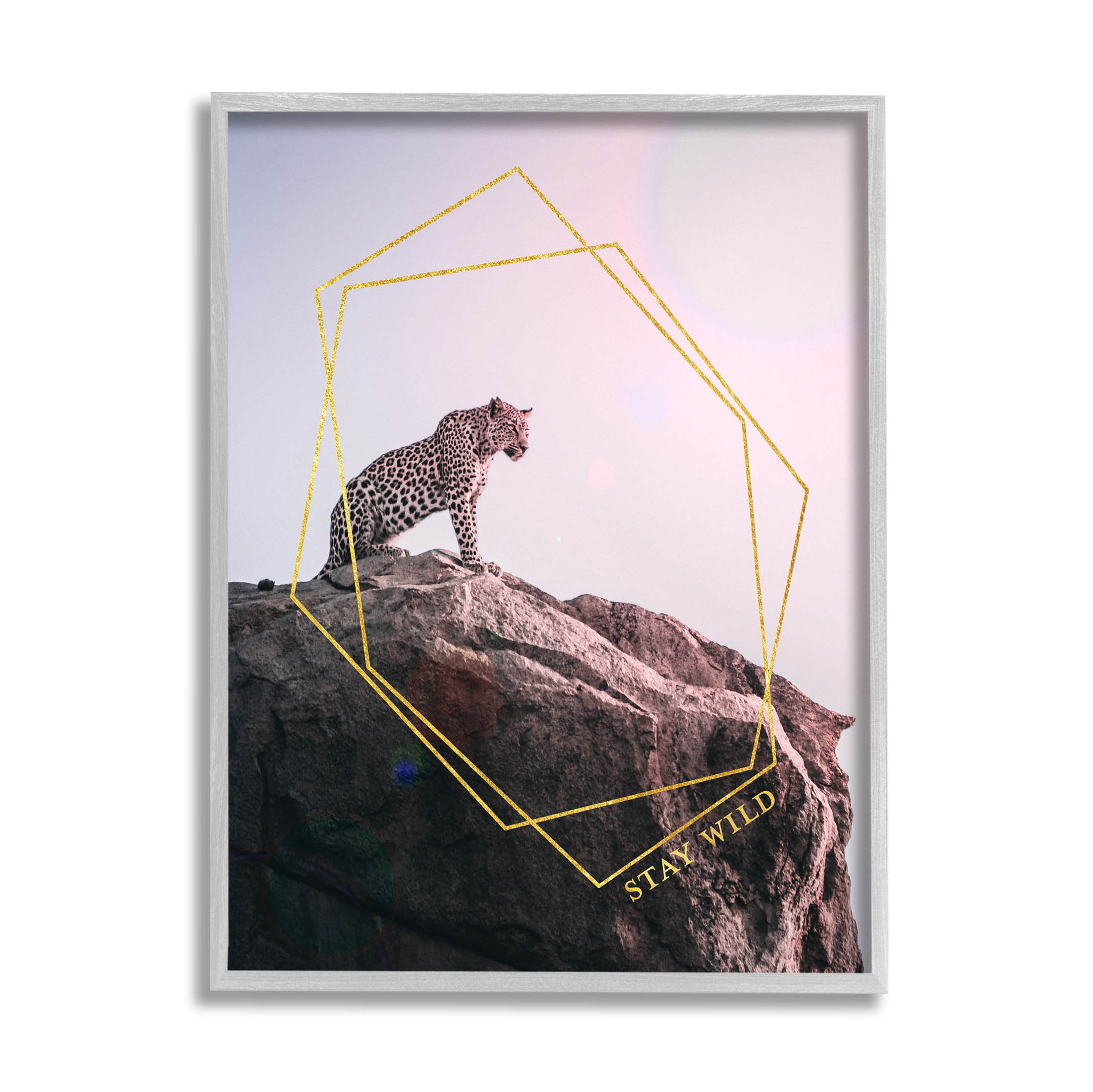 Stupell Industries Stay Wild Glam Leopard Graphic Art Gray Framed Art Print Wall Art, Design by K. Kaufman