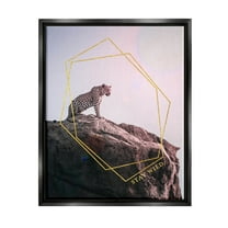 Stupell Industries Stay Wild Glam Leopard Graphic Art Jet Black Floating Framed Canvas Print Wall Art, Design by K. Kaufman