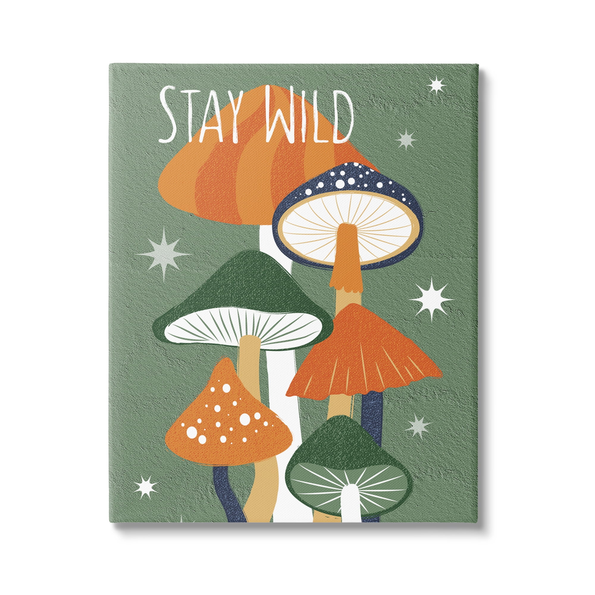 Stupell Industries Stay Wild Mushrooms Pattern Botanical & Floral Painting Gallery Wrapped Canvas Art Print Wall Art, 30 x 40