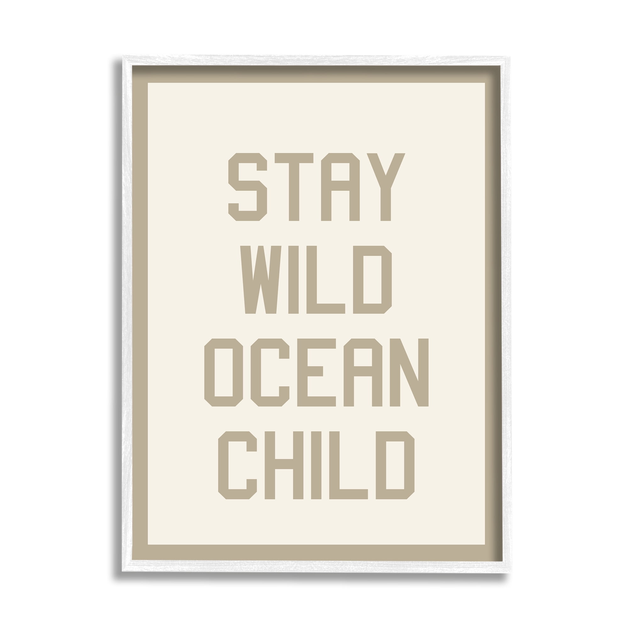 Stupell Industries Stay Wild Ocean Child Inspirational Painting White Framed Art Print Wall Art, 24 x 30