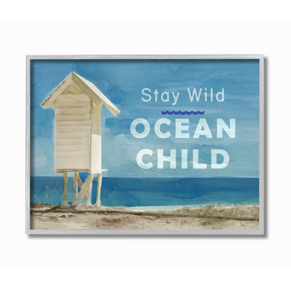 Stupell Industries Stay Wild Ocean Child Text with Beach Stand Designed by Stellar Design Studio