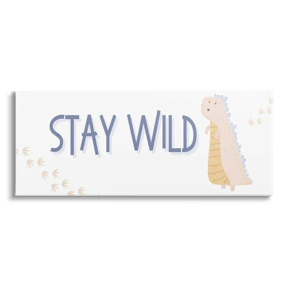 Stupell Industries Stay Wild Soft Dinosaur Animals & Insects Painting Gallery Wrapped Canvas Art Print Wall Art, 40 x 17