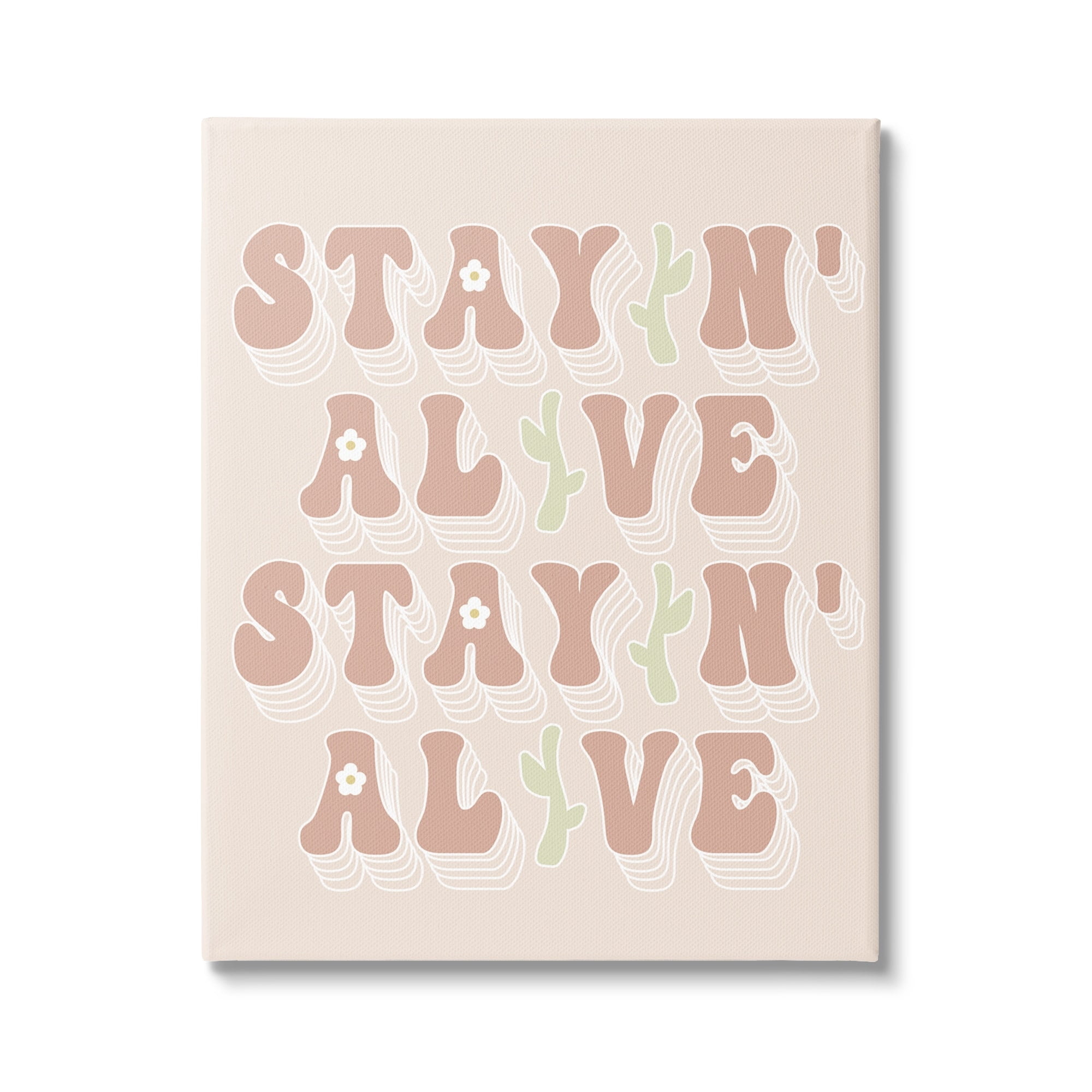 Stupell Industries Stayin' Alive Groovy Gardening Plant Text Quote Canvas Wall Art, 16 x 20, Design by Lil' Rue