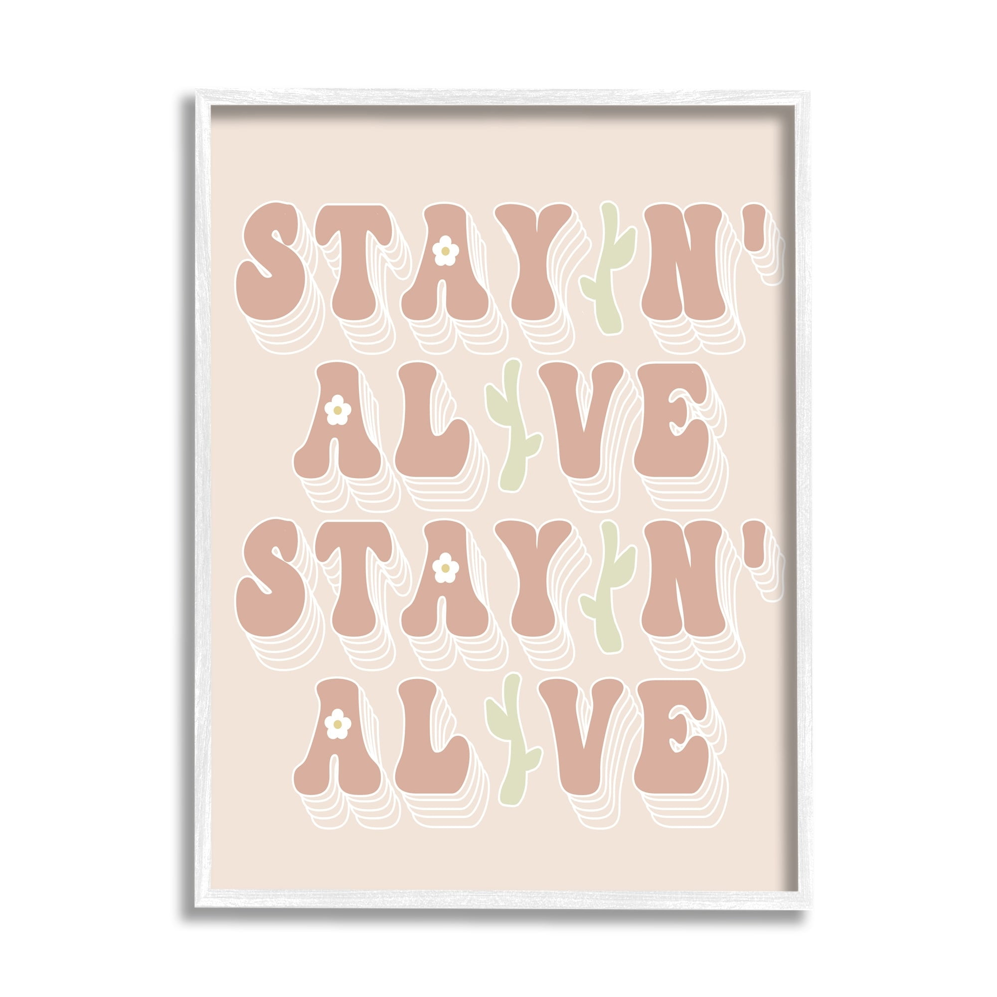 Stupell Industries Stayin' Alive Groovy Gardening Plant Text Quote Framed Wall Art, 24 x 30, Design by Lil' Rue