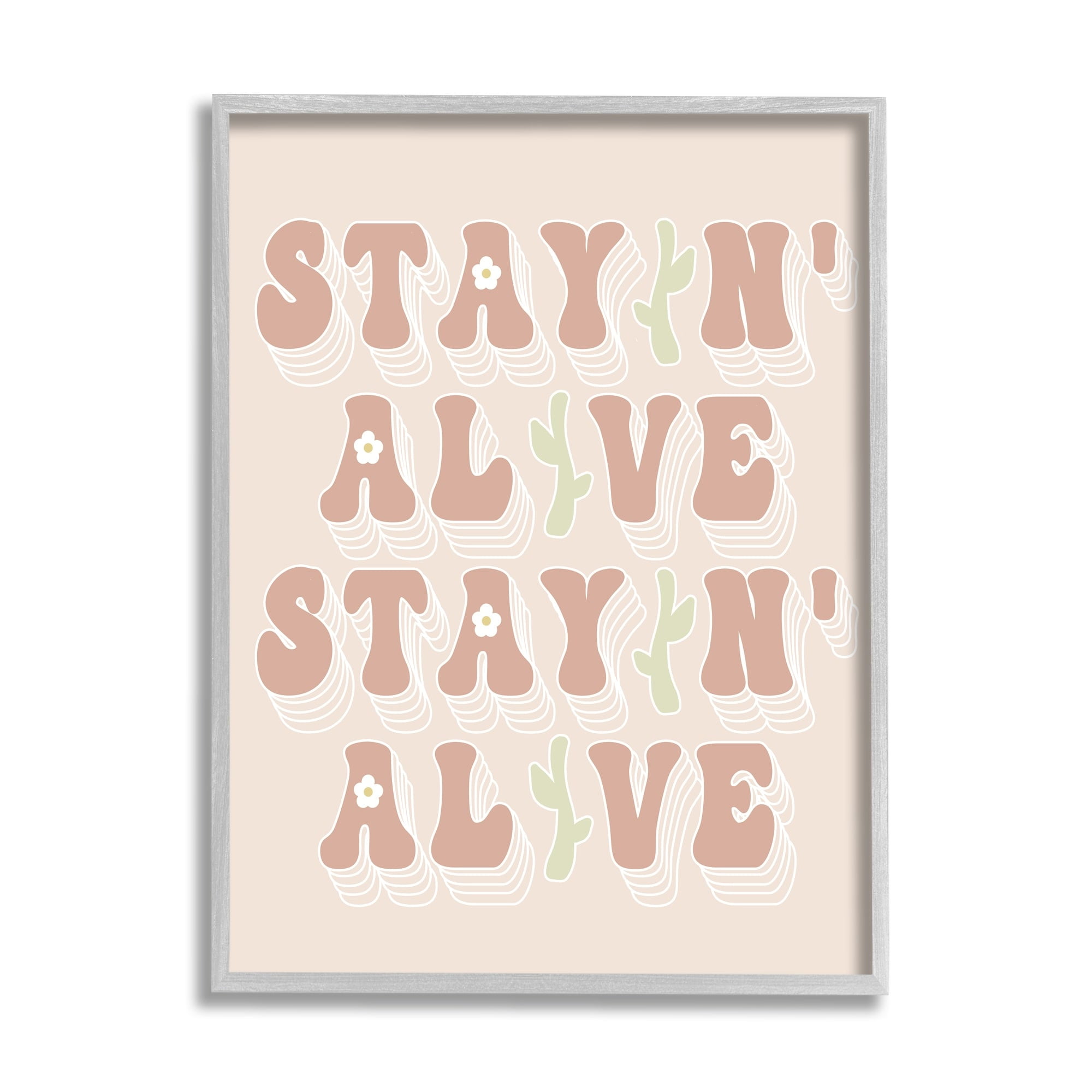 Stupell Industries Stayin' Alive Groovy Gardening Plant Text Quote Framed Wall Art, 24 x 30, Design by Lil' Rue