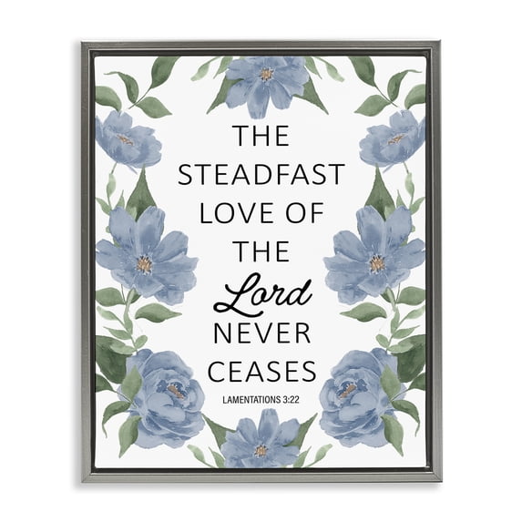 Stupell Industries Farmhouse Steadfast Love Of The Lord Gray Floating Frame Canvas Art, 25 x 31, by Lucille Price