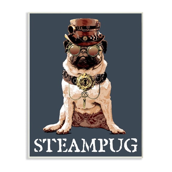 Stupell Industries Steam Pug Funny Steam Punk Dog Pet Design Wall Plaque by Jim Baldwin