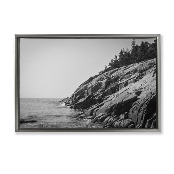Stupell Industries Steep Ocean Cliff Side Gray Framed Floater Canvas Wall Art, design by James Rodewald