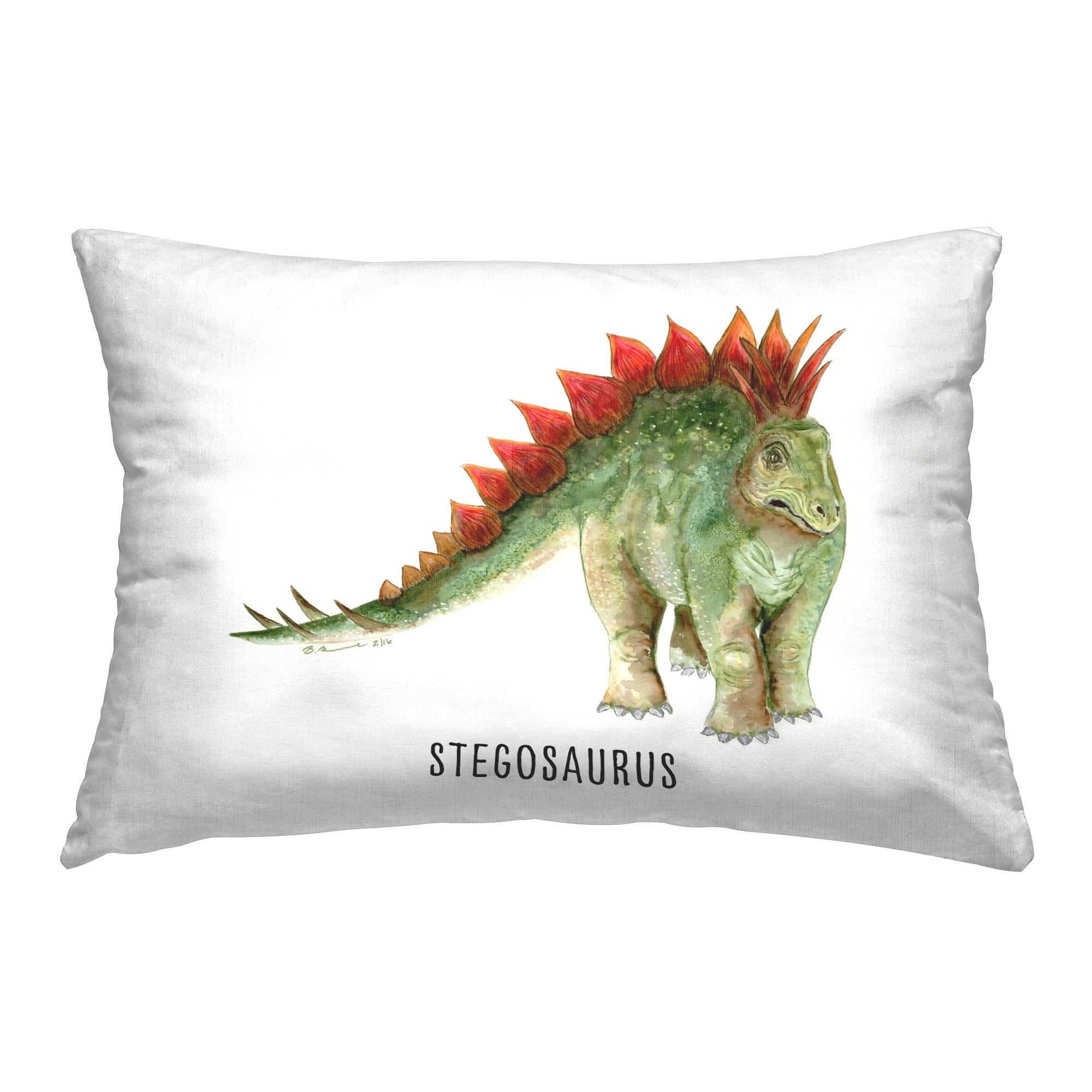 Stupell Industries Stegosaurus Dinosaur Learning 14" x 20" Animals Print Polyester Throw Pillow, Zip Closure 1 Count