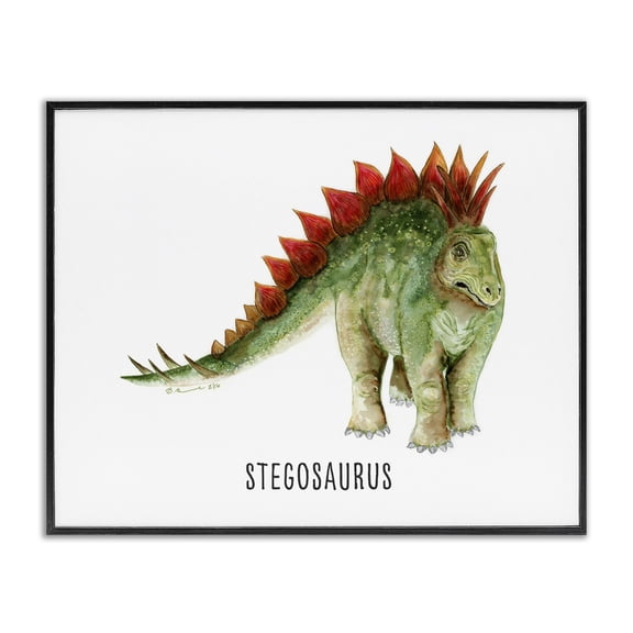 Stupell Industries Stegosaurus Dinosaur Learning Animals Painting Black Framed Art Print Wall Art, 14 x 11