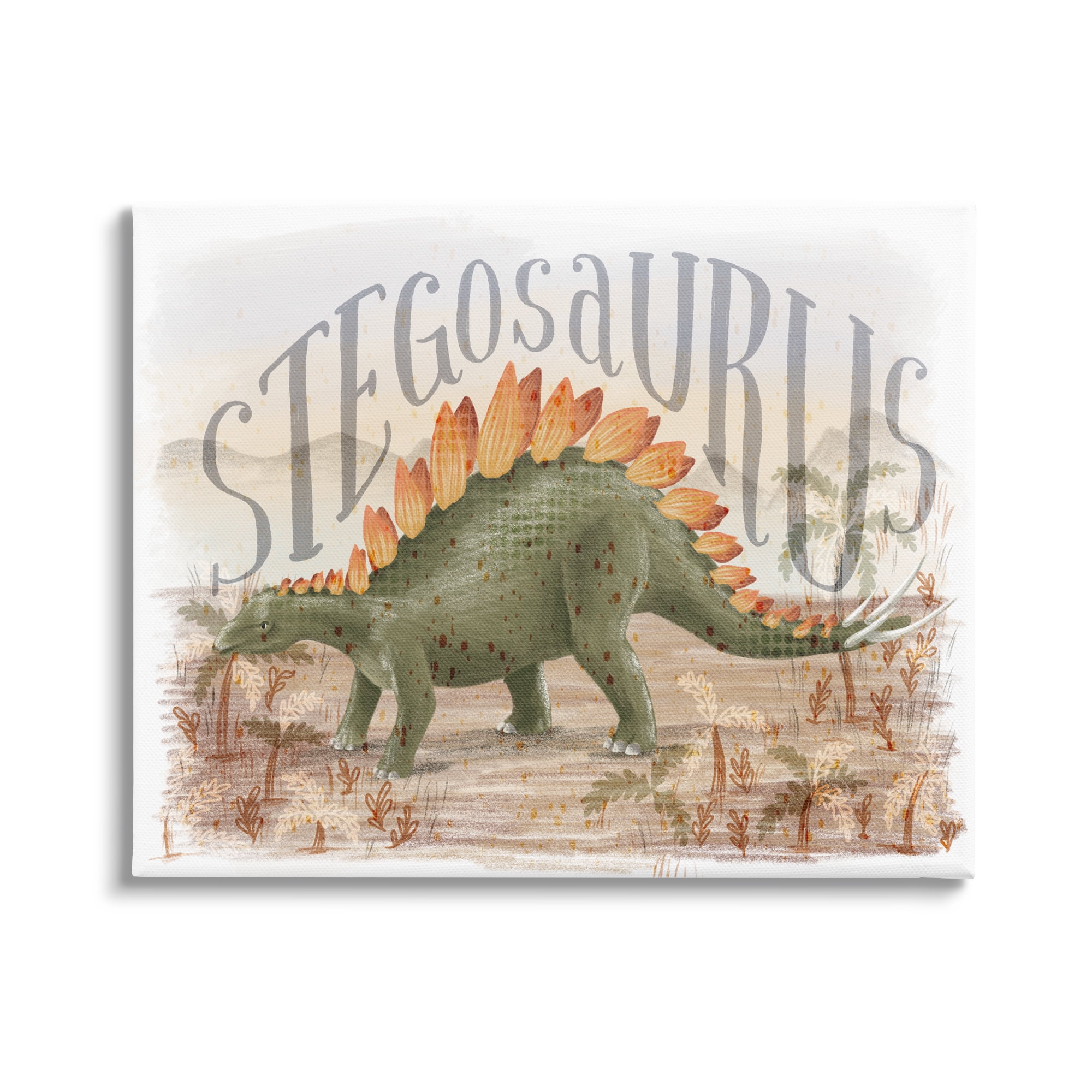 Stupell Industries Stegosaurus In Nature Animals & Insects Painting Gallery Wrapped Canvas Art Print Wall Art, 20 x 16