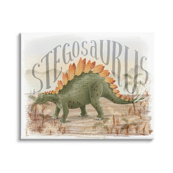 Stupell Industries Stegosaurus In Nature Animals & Insects Painting Gallery Wrapped Canvas Art Print Wall Art, 48 x 36