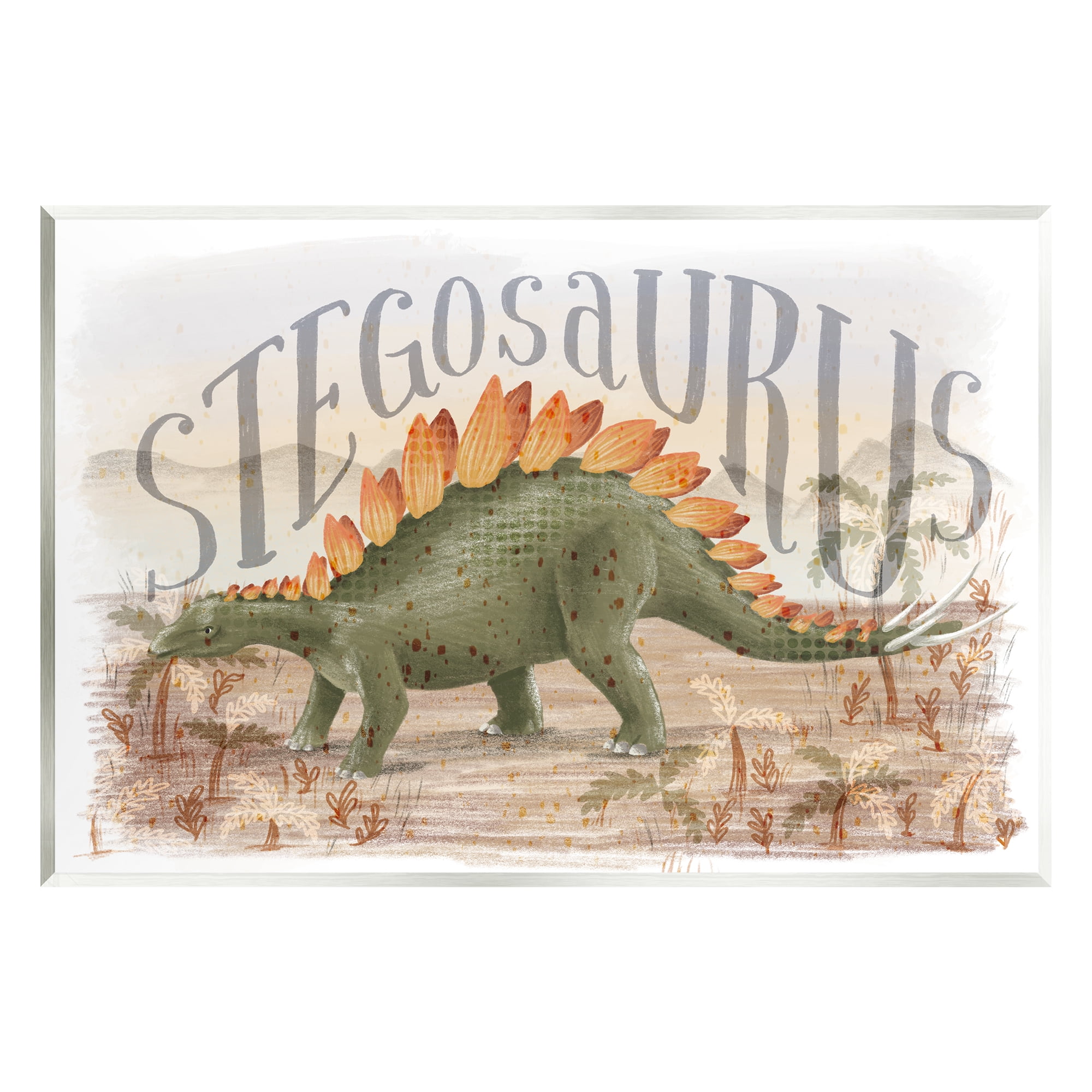 Stupell Industries Stegosaurus In Nature Animals & Insects Painting Unframed Art Print Wall Art, 15 x 10