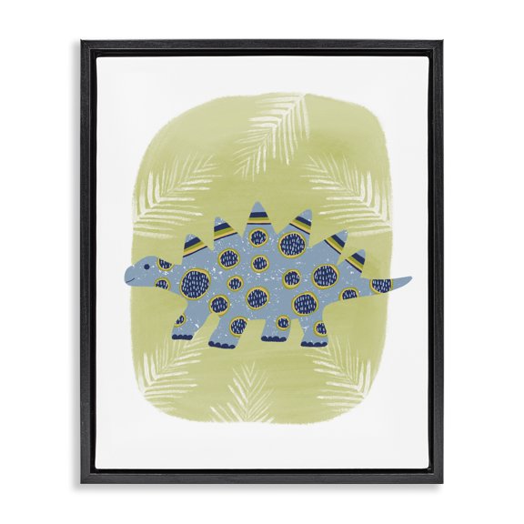Stupell Industries Stegosaurus with Leaves Animals & Insects Painting Black Floater Framed Art Print Wall Art, 25 x 31