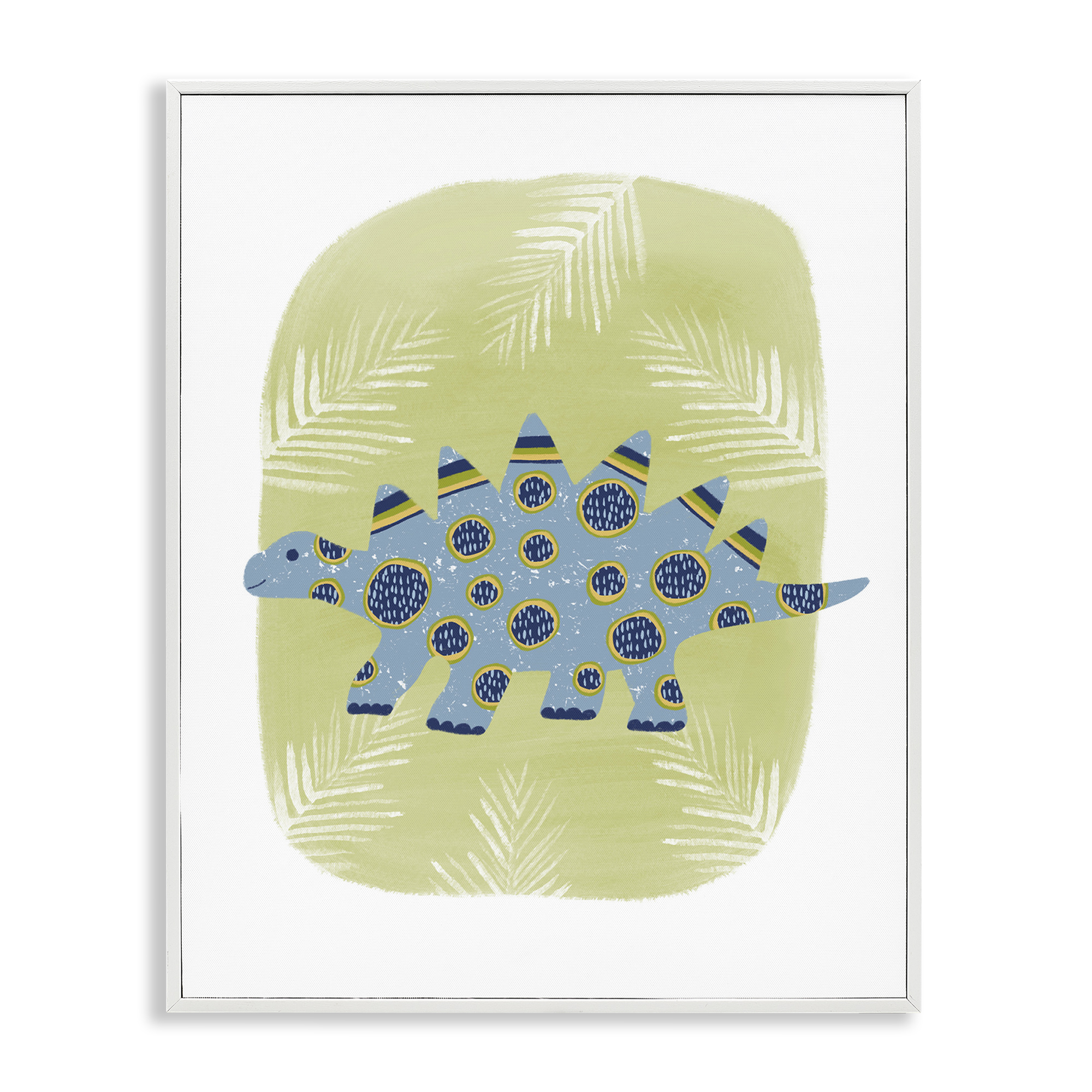 Stupell Industries Stegosaurus with Leaves Animals & Insects Painting White Framed Art Print Wall Art, 16 x 20