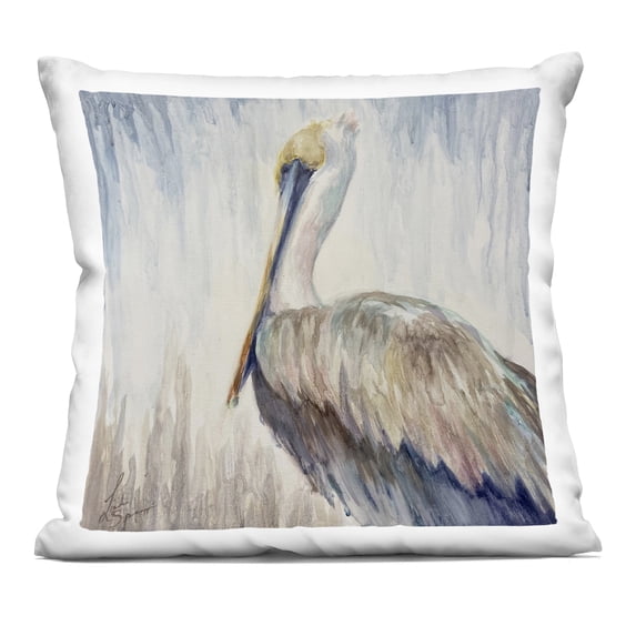 Stupell Industries Stella Watercolor Pelican Portrait Decorative Printed Throw Pillow, design by Linda Sperruzzi