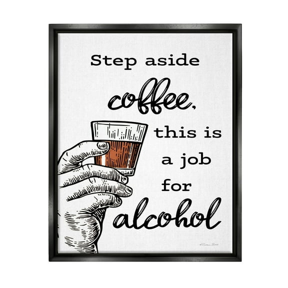 Stupell Industries Step Aside Coffee Funny Food & Beverage Painting Black Floater Framed Canvas Art Print Wall Art, 17 x 21