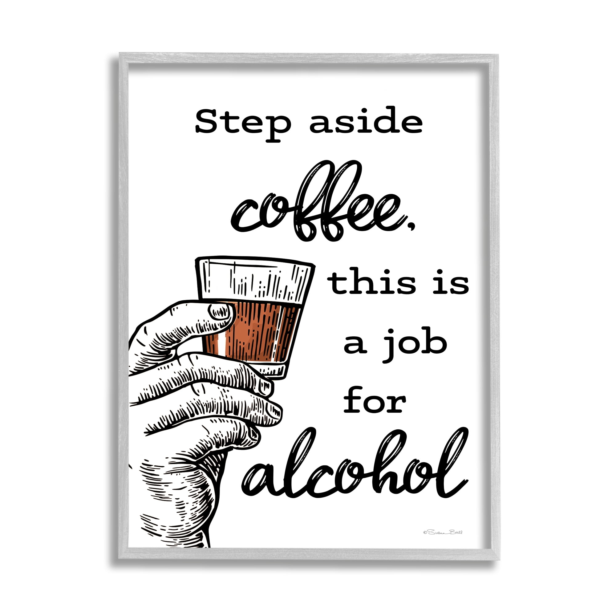 Stupell Industries Step Aside Coffee Funny Food & Beverage Painting Gray Framed Art Print Wall Art, 11 x 14
