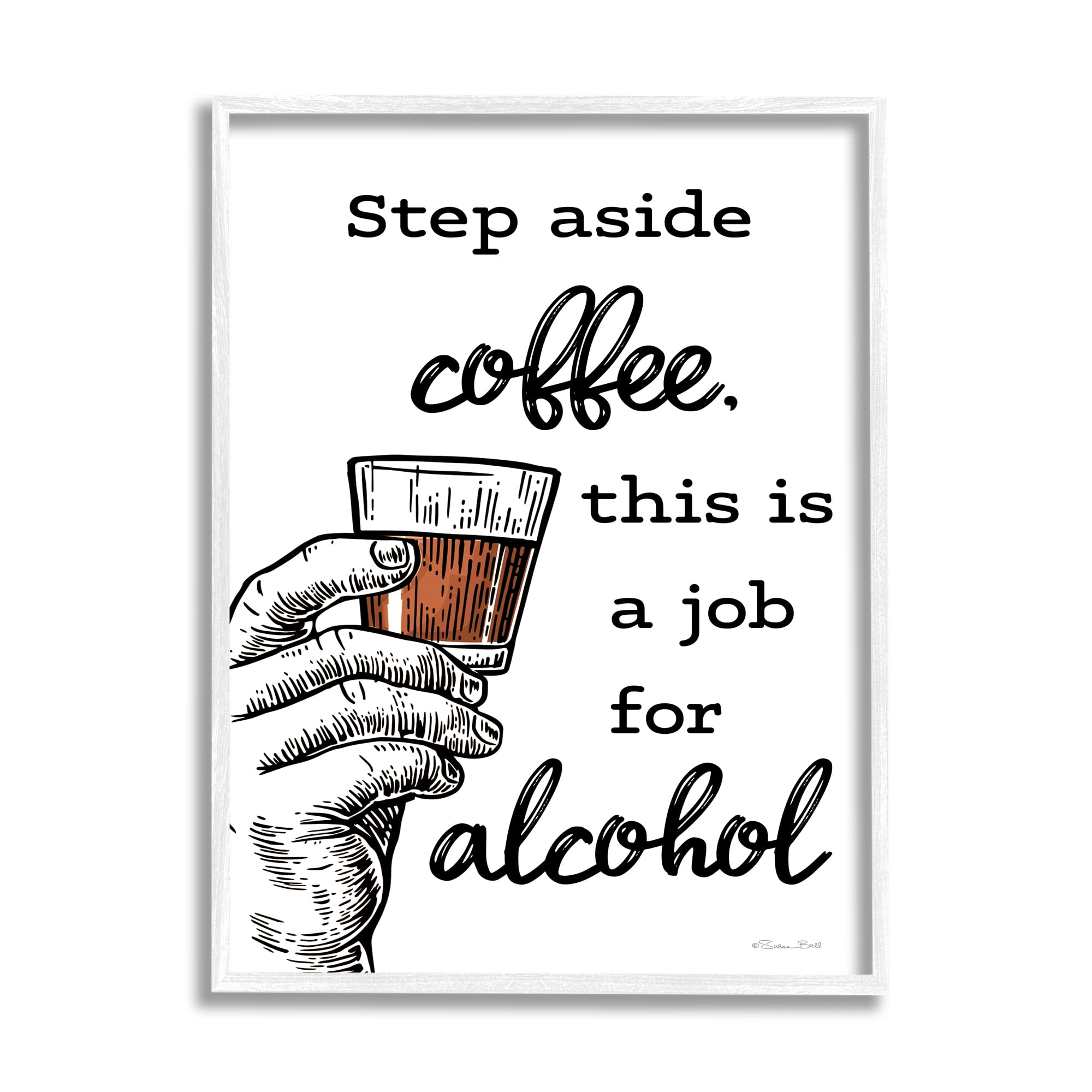 Stupell Industries Step Aside Coffee Funny Food & Beverage Painting White Framed Art Print Wall Art, 24 x 30