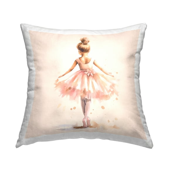Stupell Industries Stepping Ballerina in Tutu Decorative Printed Throw Pillow Design by Andrea Haase.