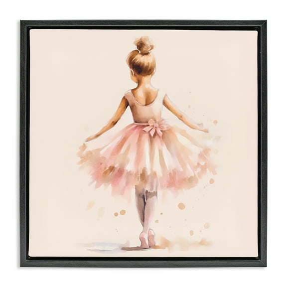 Stupell Industries Stepping Ballerina in Tutu People Painting Black Floater Framed Canvas Art Print Wall Art, 18 x 18