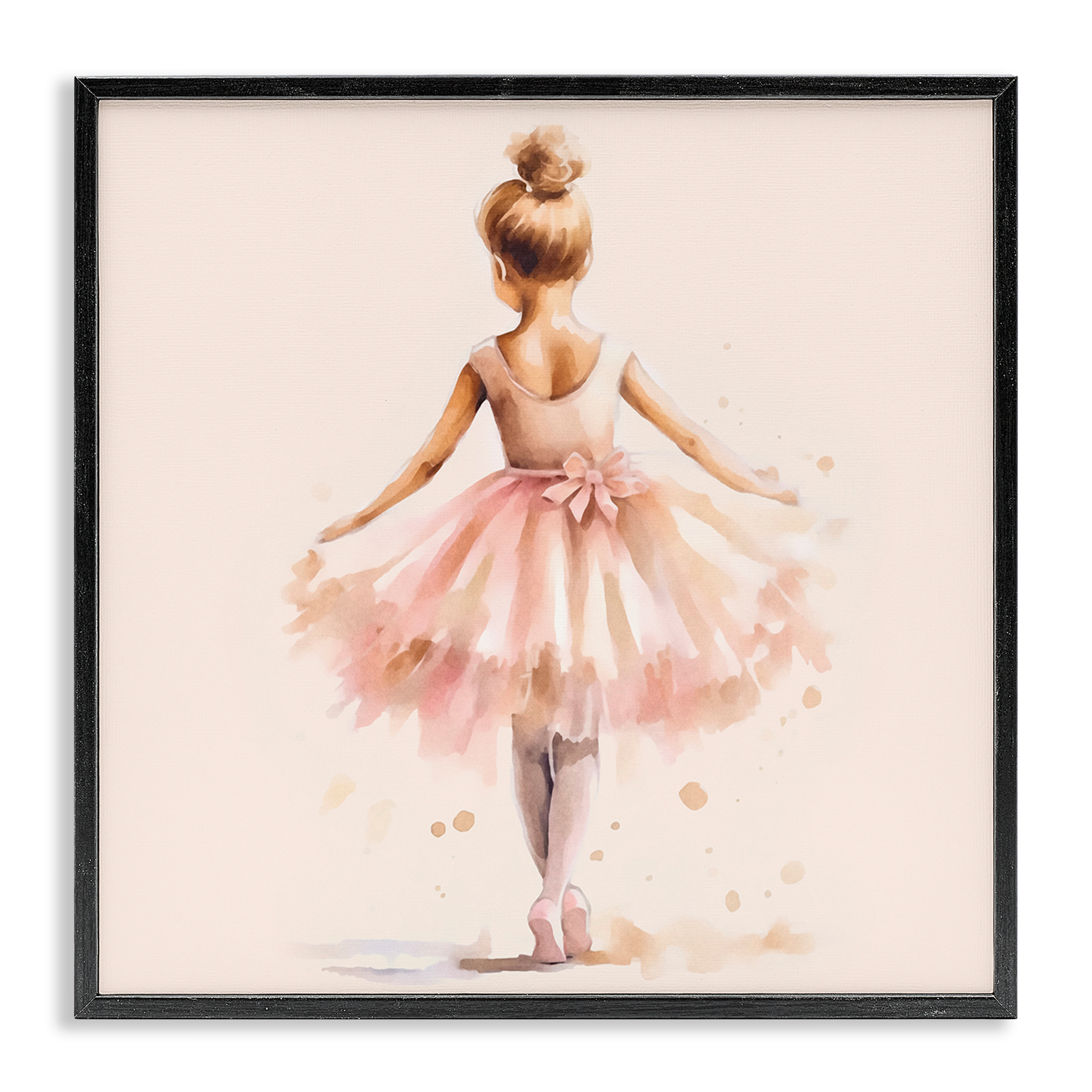 Stupell Industries Stepping Ballerina in Tutu People Painting Black Framed Art Print Wall Art, 17 x 17