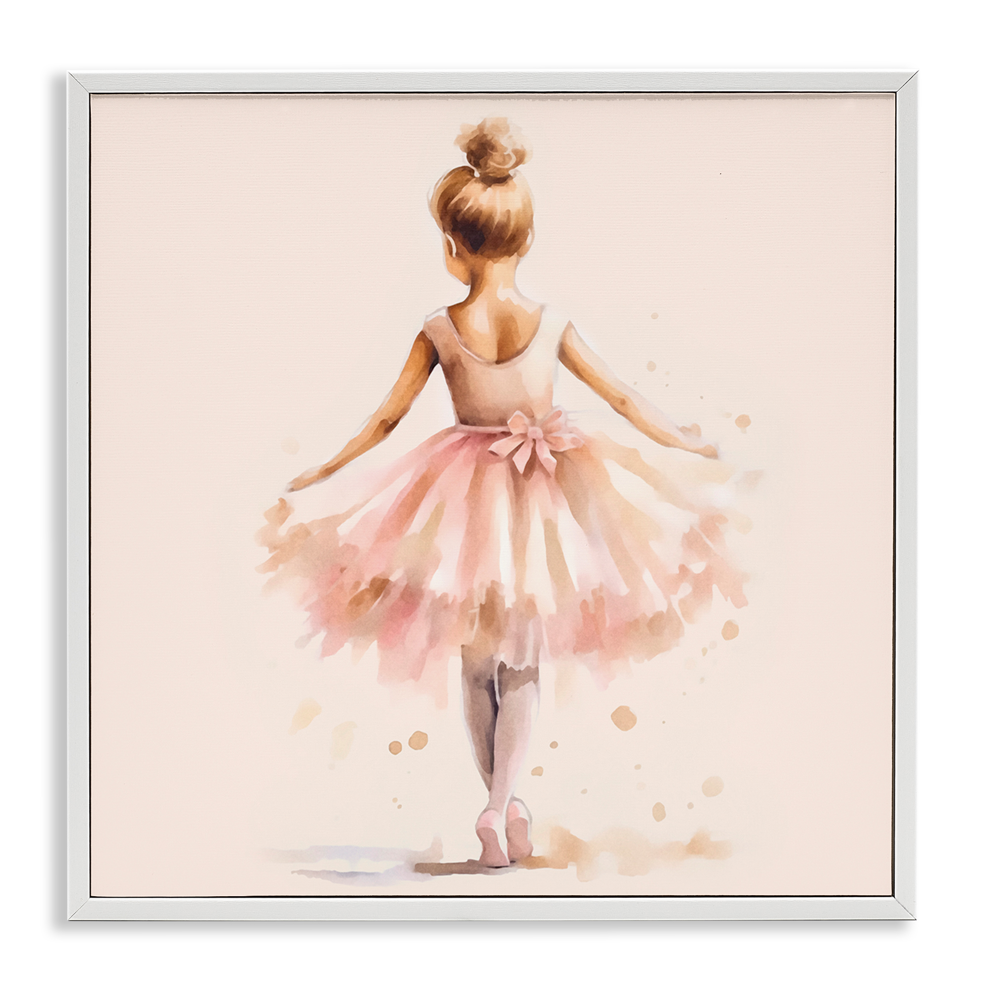 Stupell Industries Stepping Ballerina in Tutu People Painting White Framed Art Print Wall Art, 17 x 17
