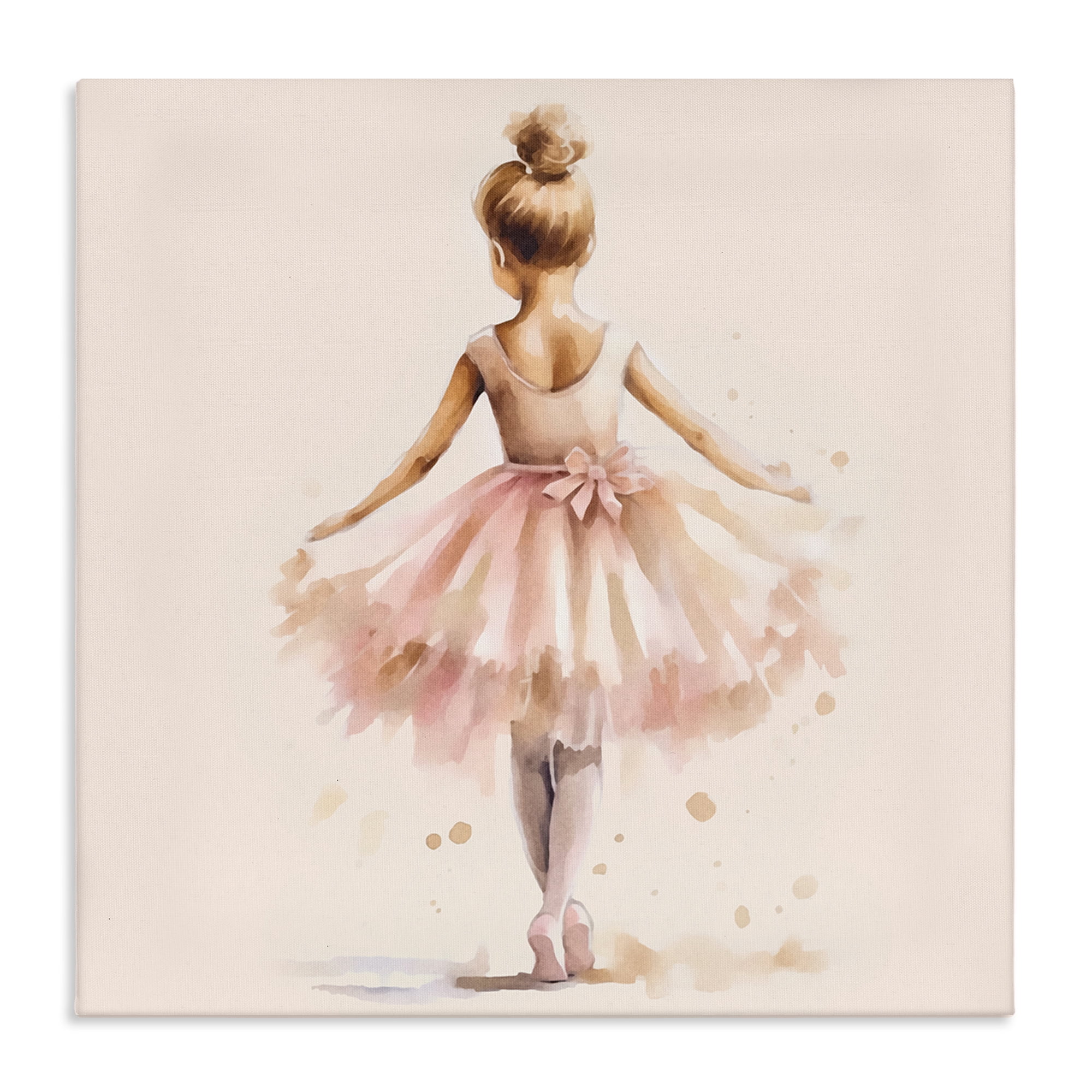 Stupell Industries Stepping Ballerina in Tutu People Painting Wrapped Canvas Art Print Wall Art, 17 x 17
