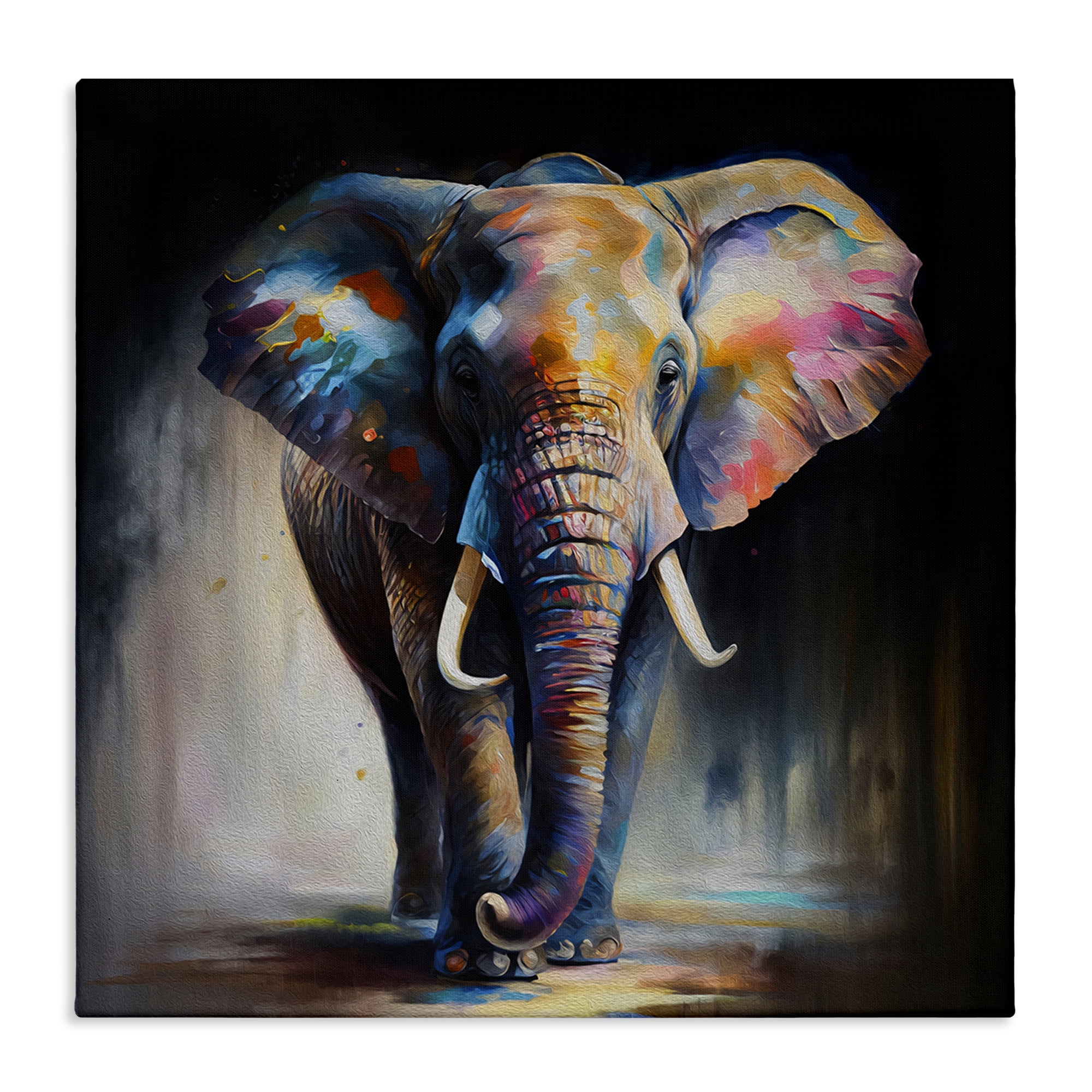 Stupell Industries Stepping Elephant in Shadow Animals & Insects Painting Gallery Wrapped Canvas Art Print Wall Art, 24 x 24