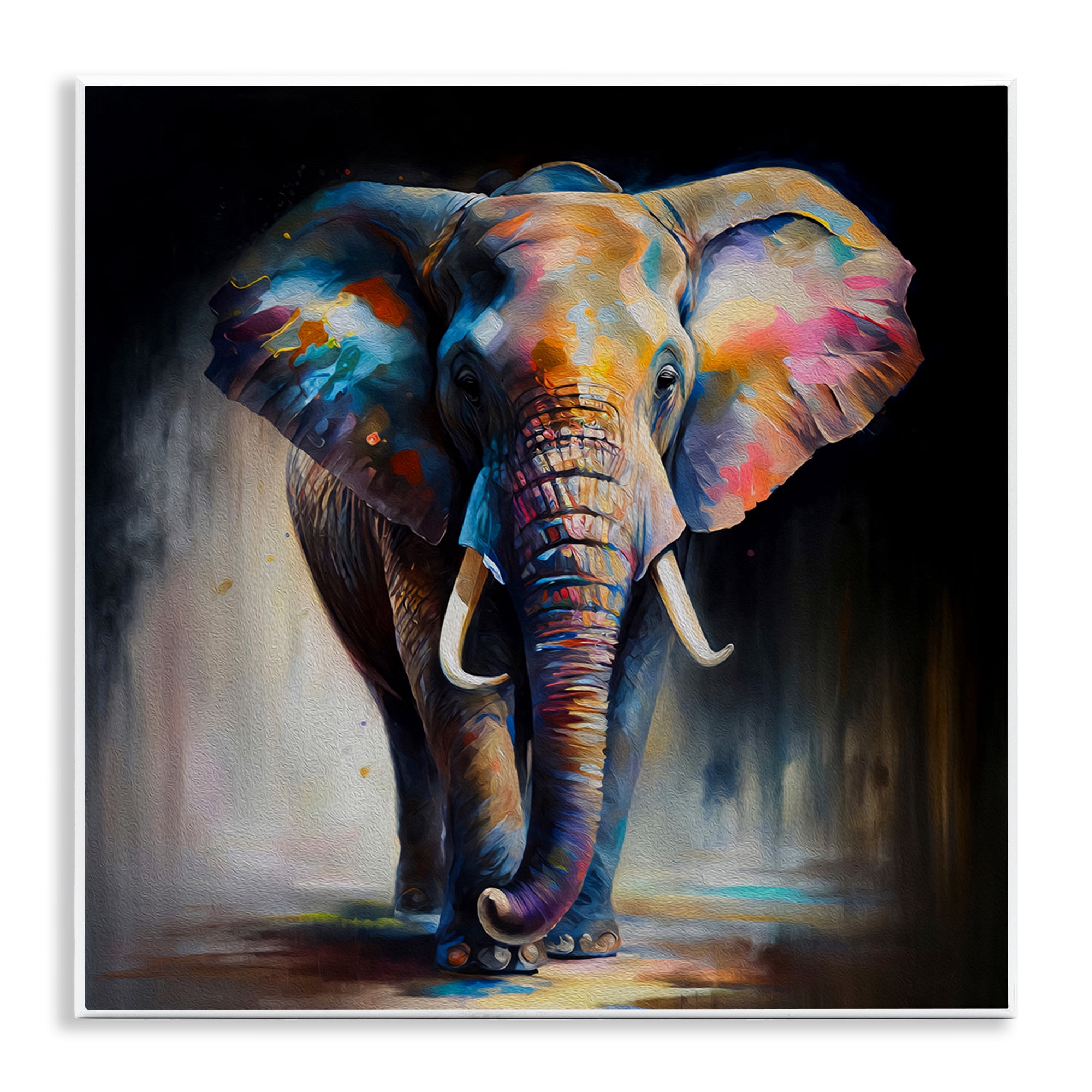 Stupell Industries Stepping Elephant in Shadow Animals & Insects Painting Unframed Art Print Wall Art, 12 x 12