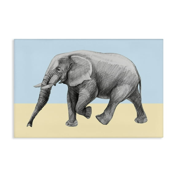 Stupell Industries Stepping Elephant in Sketched Style Canvas Wall Art design by Violeta Vollmer, 16 x 24