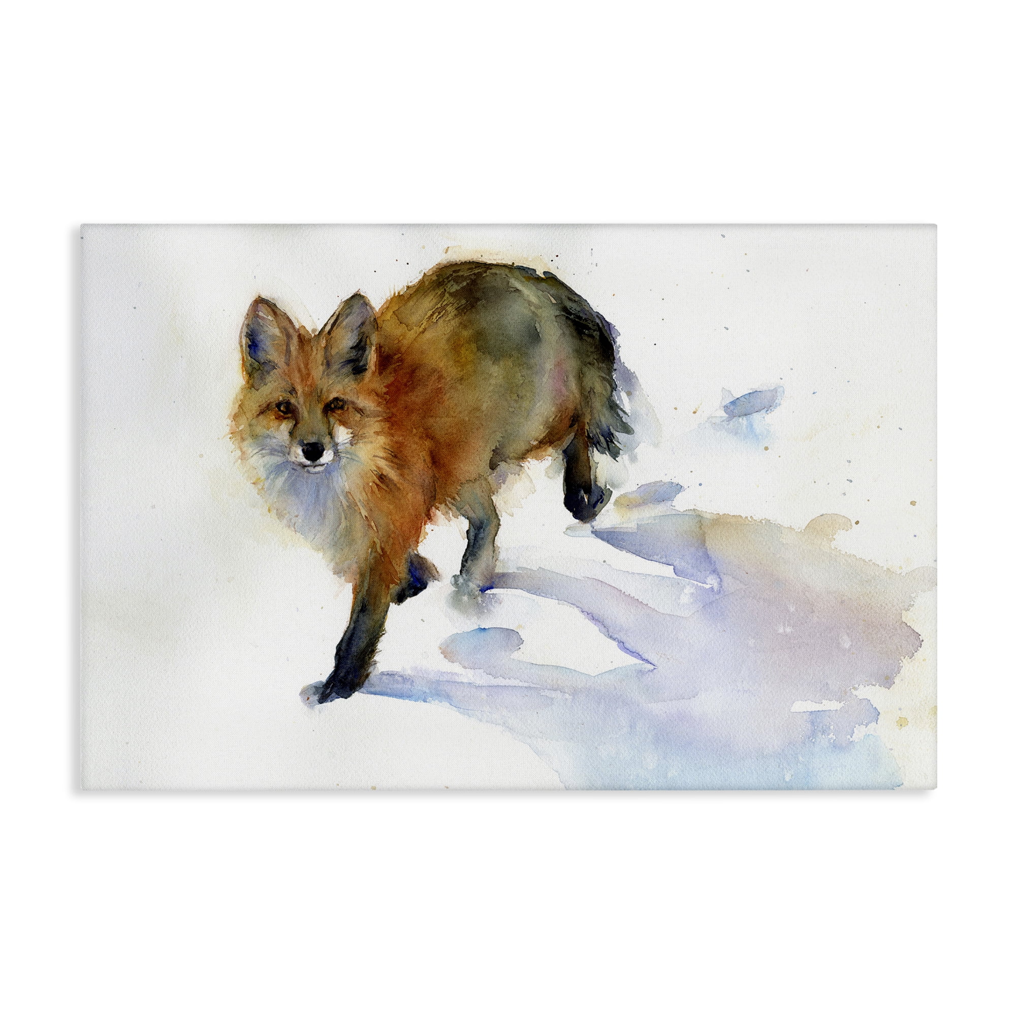 Stupell Industries Stepping Fox in Snow Animals & Insects Painting Gallery Wrapped Canvas Art Print Wall Art, 24 x 16