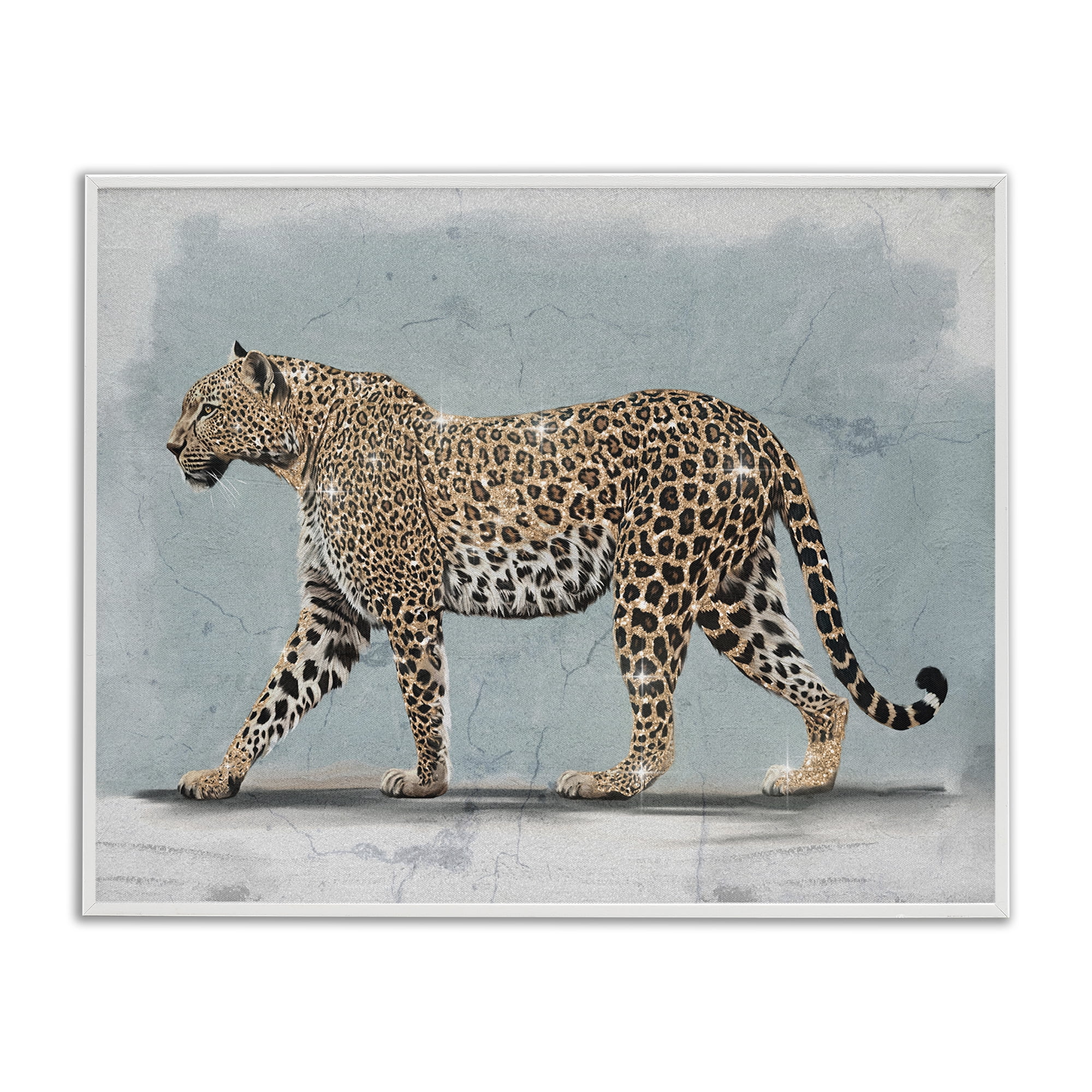 Stupell Industries Stepping Glam Leopard Animals Painting White Framed Art Print Wall Art, 14 x 11