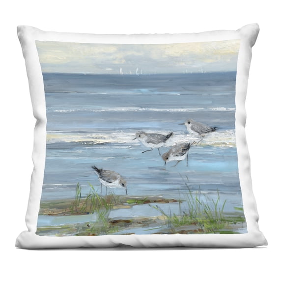 Stupell Industries Stepping Sandpipers Grazing Design by Sally Swatland Throw Pillow