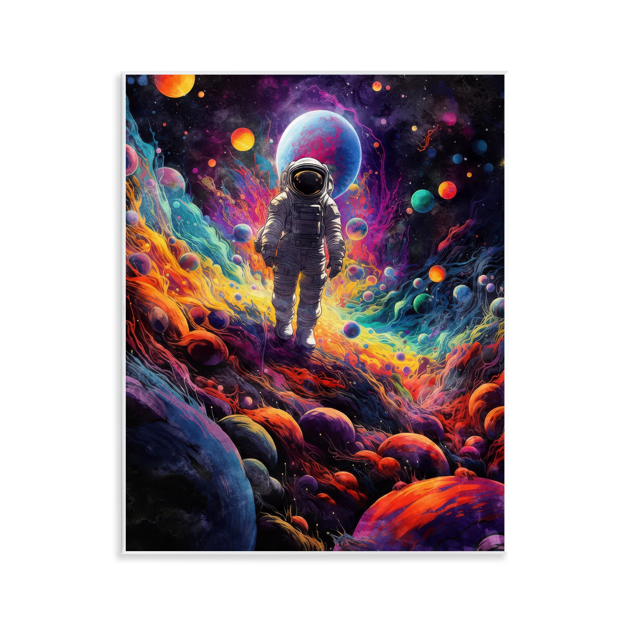 Stupell Industries Stepping on Space Terrain Astrology & Stars Painting Unframed Art Print Wall Art, 11 x 14