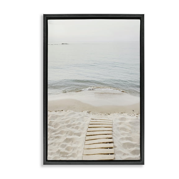 Stupell Industries Steps Toward Beach Shore Nautical & Beach Photography Black Floater Framed Canvas Art Print Wall Art, 17 x 25