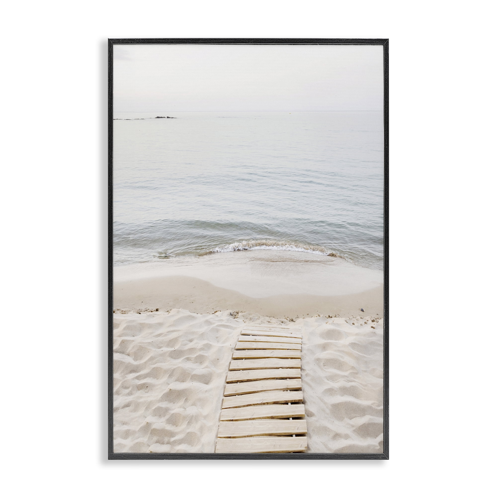 Stupell Industries Steps Toward Beach Shore Nautical & Beach Photography Black Framed Art Print Wall Art, 12 x 18