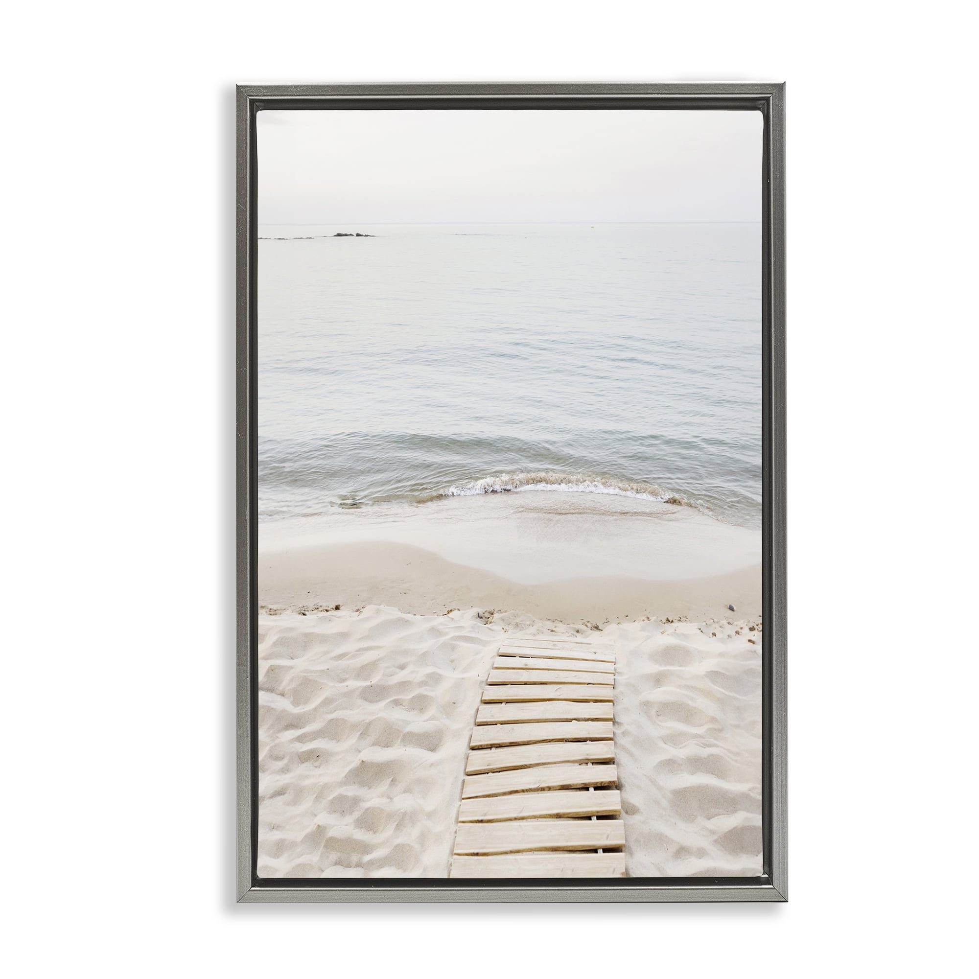 Stupell Industries Steps Toward Beach Shore Nautical & Beach Photography Gray Floater Framed Canvas Art Print Wall Art, 21 x 31