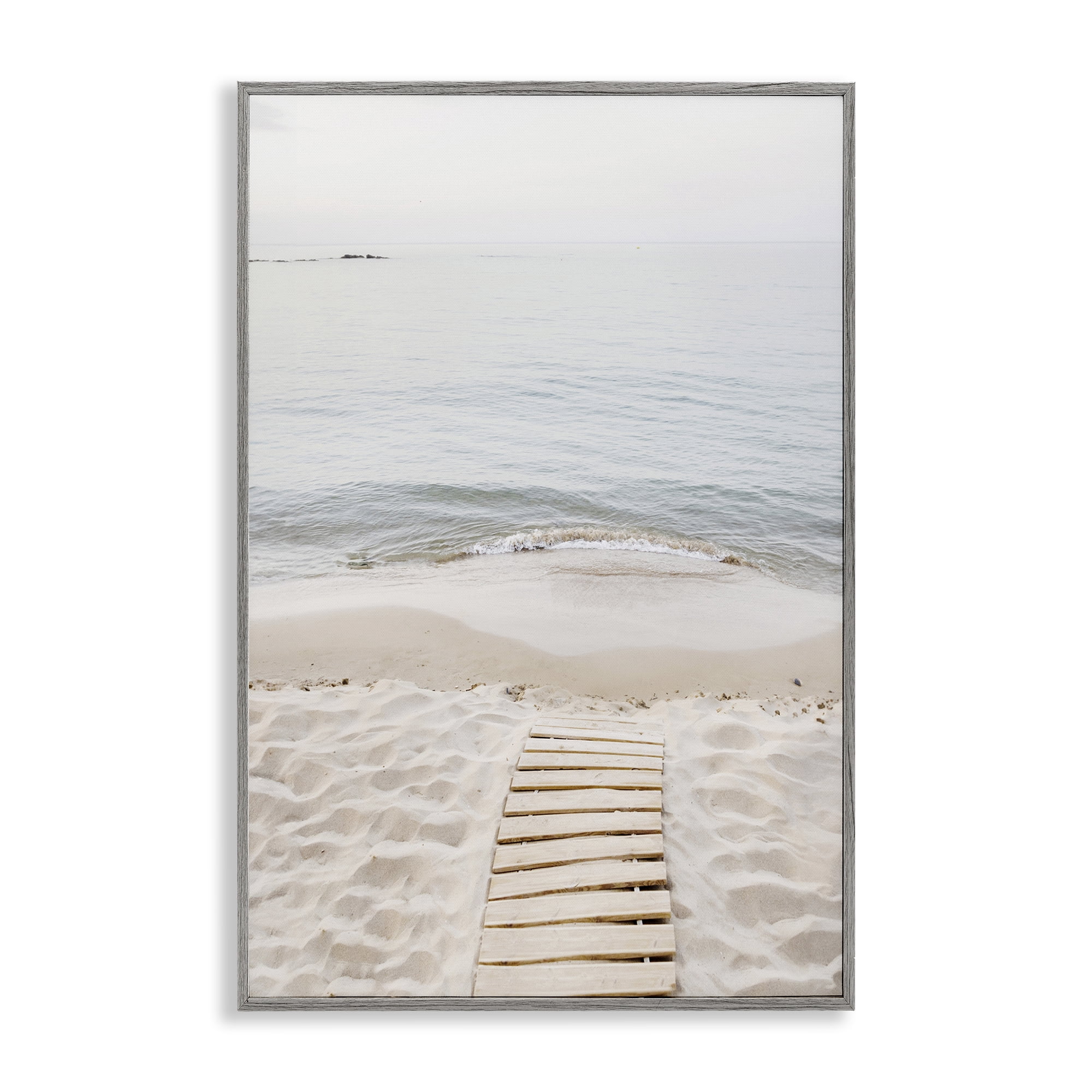 Stupell Industries Steps Toward Beach Shore Nautical & Beach Photography Gray Framed Art Print Wall Art, 16 x 24