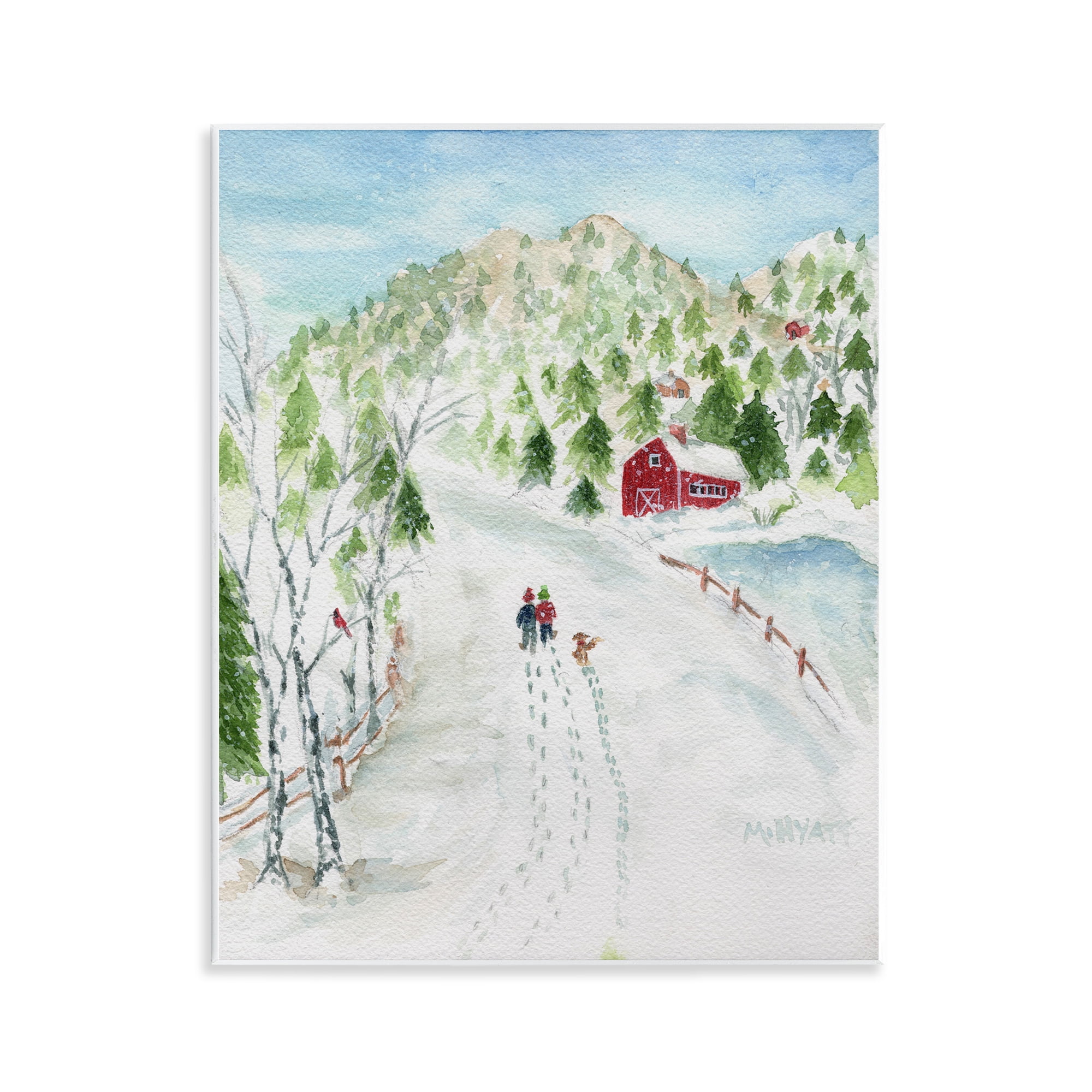 Stupell Industries Steps in Country Snow Holiday Painting Unframed Art Print Wall Art, 11 x 14