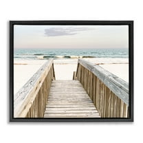Stupell Industries Steps to Beach Shore Nautical & Beach Photography Black Floater Framed Canvas Art Print Wall Art, 21 x 17