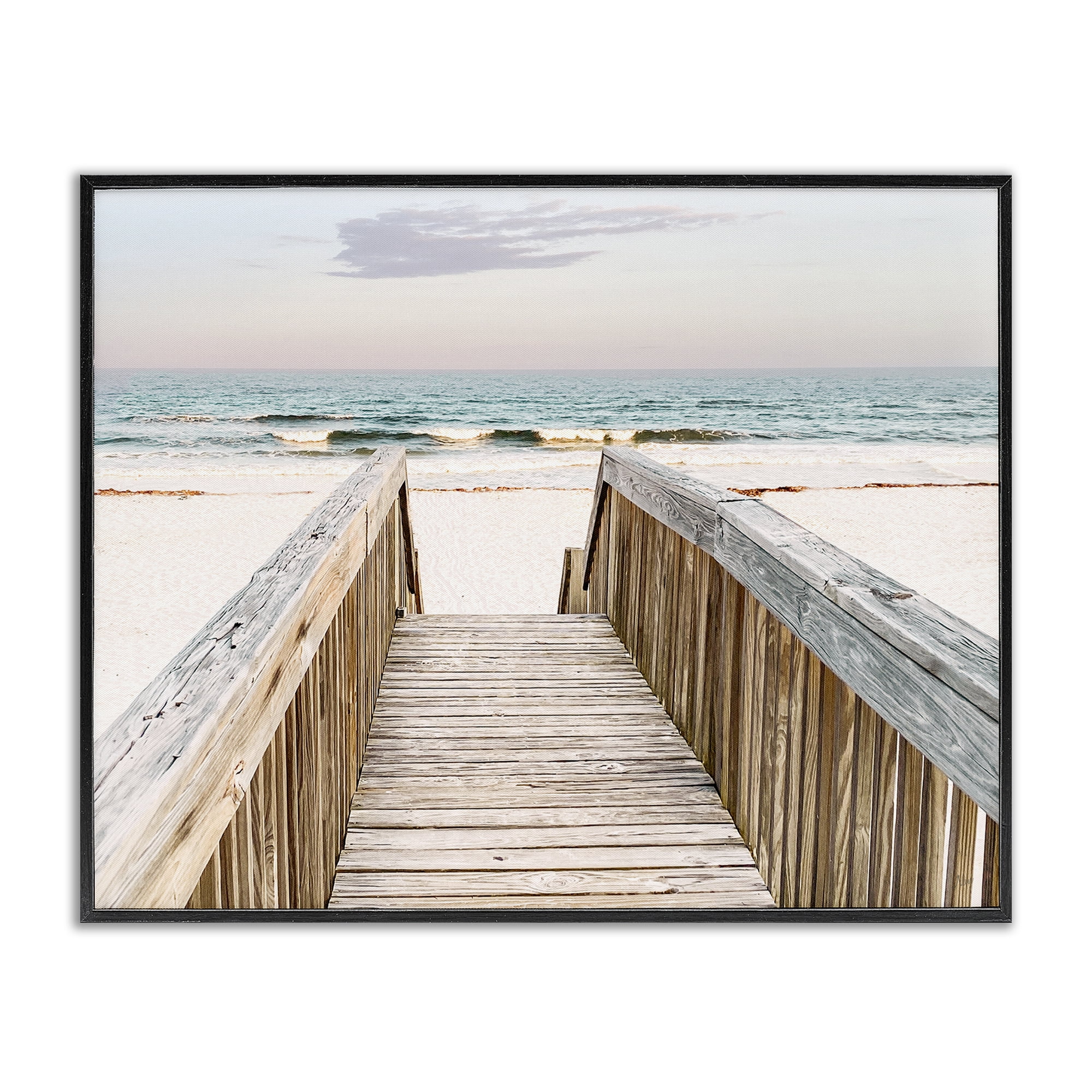 Stupell Industries Steps to Beach Shore Nautical & Beach Photography Black Framed Art Print Wall Art, 14 x 11