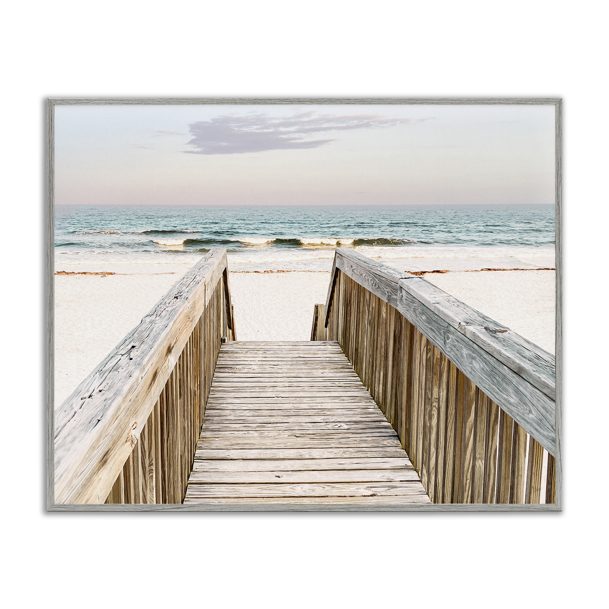 Stupell Industries Steps to Beach Shore Nautical & Beach Photography Gray Framed Art Print Wall Art, 14 x 11