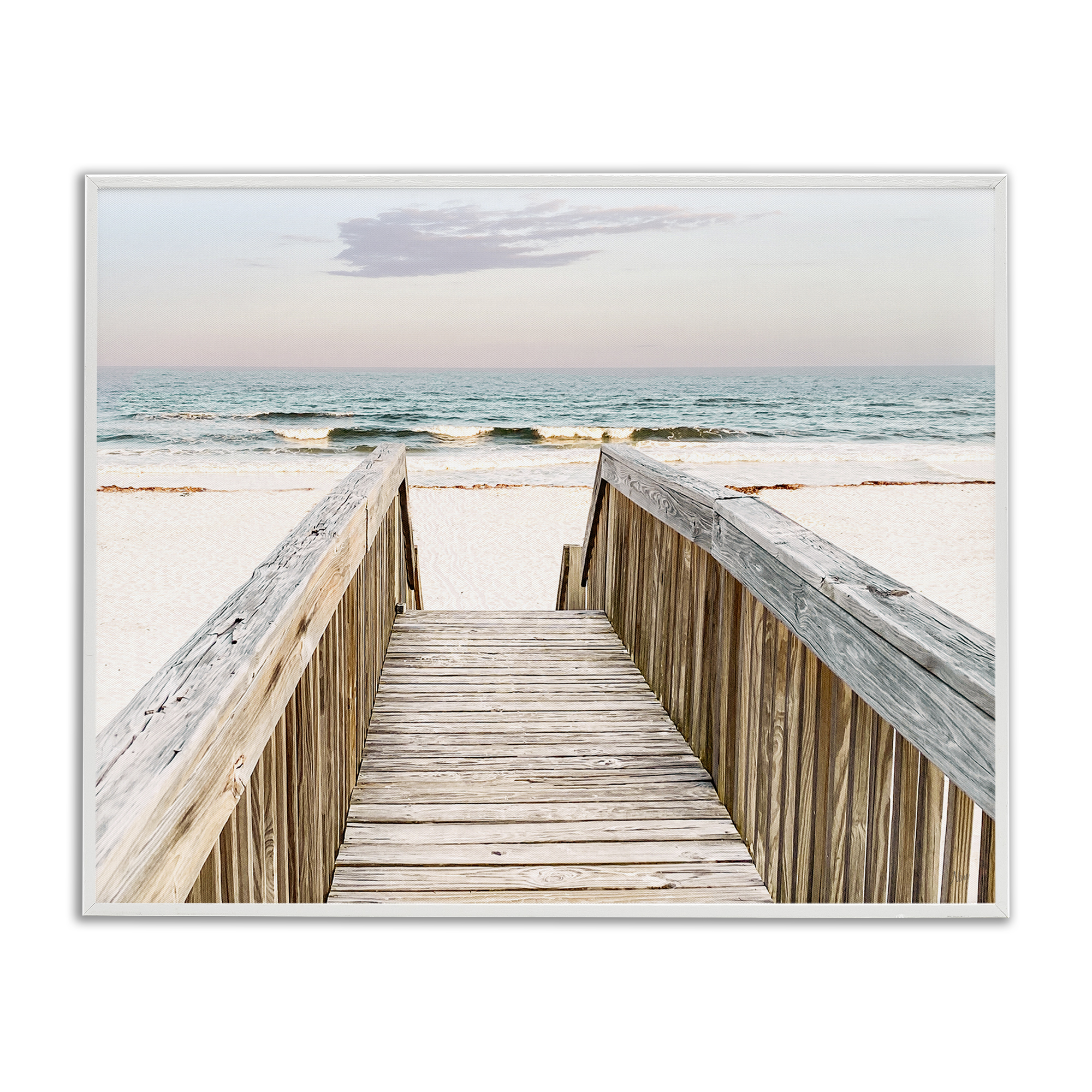 Stupell Industries Steps to Beach Shore Nautical & Beach Photography White Framed Art Print Wall Art, 30 x 24