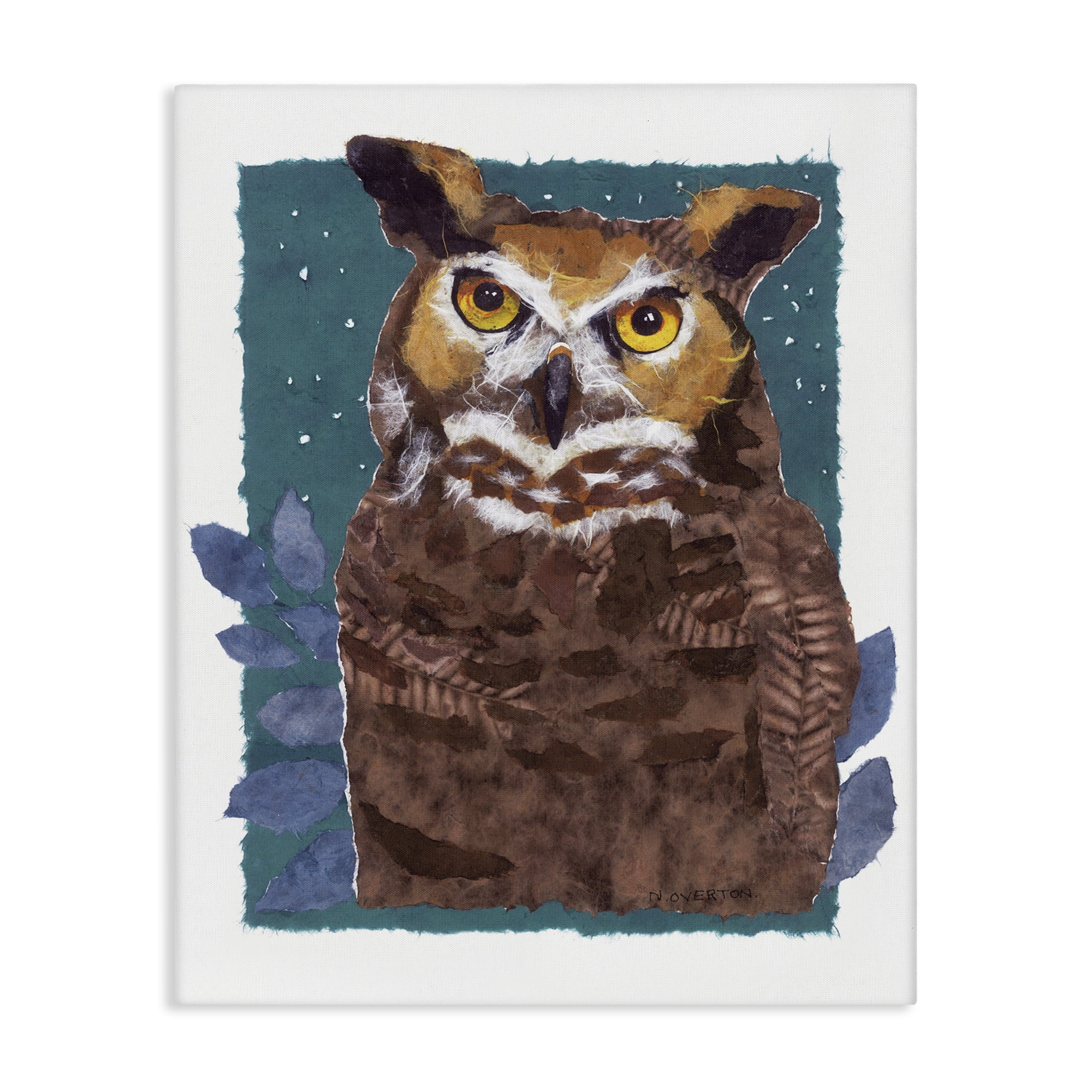 Stupell Industries Stern Owl Portrait Animals & Insects Painting Gallery Wrapped Canvas Art Print Wall Art, 24 x 30
