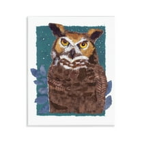 Stupell Industries Stern Owl Portrait Animals & Insects Painting Unframed Art Print Wall Art, 11 x 14